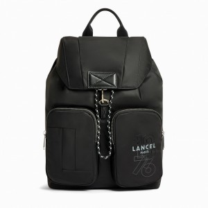 Mochila Lancel Leo Flap Hombre Negras | KJC3892ZZ