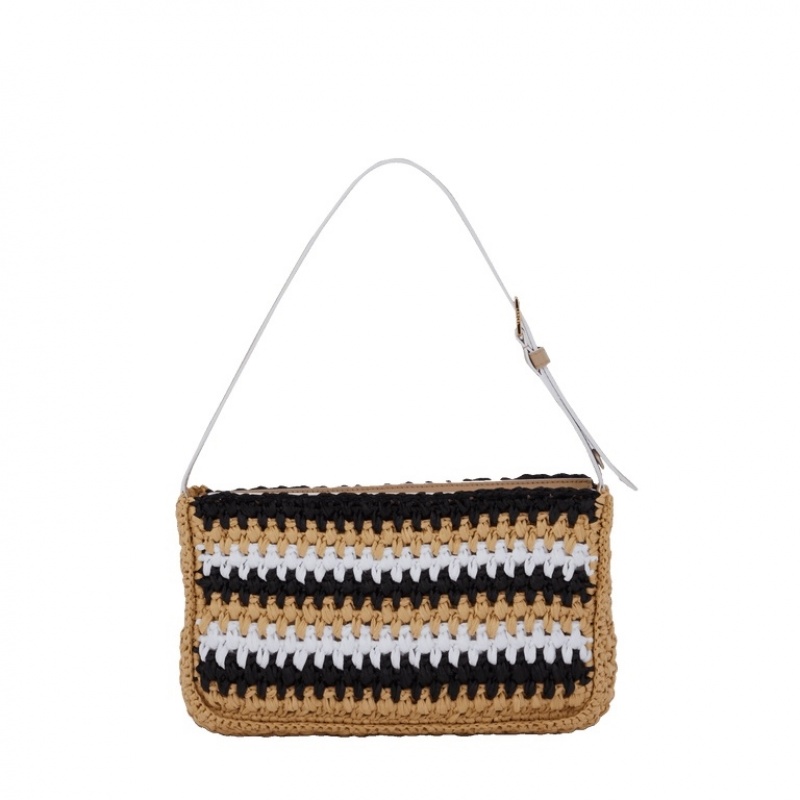 Bolsas De Mano Lancel Roxane Mini Baguette Mujer Marrones Negras Blancas | QDR2647CK