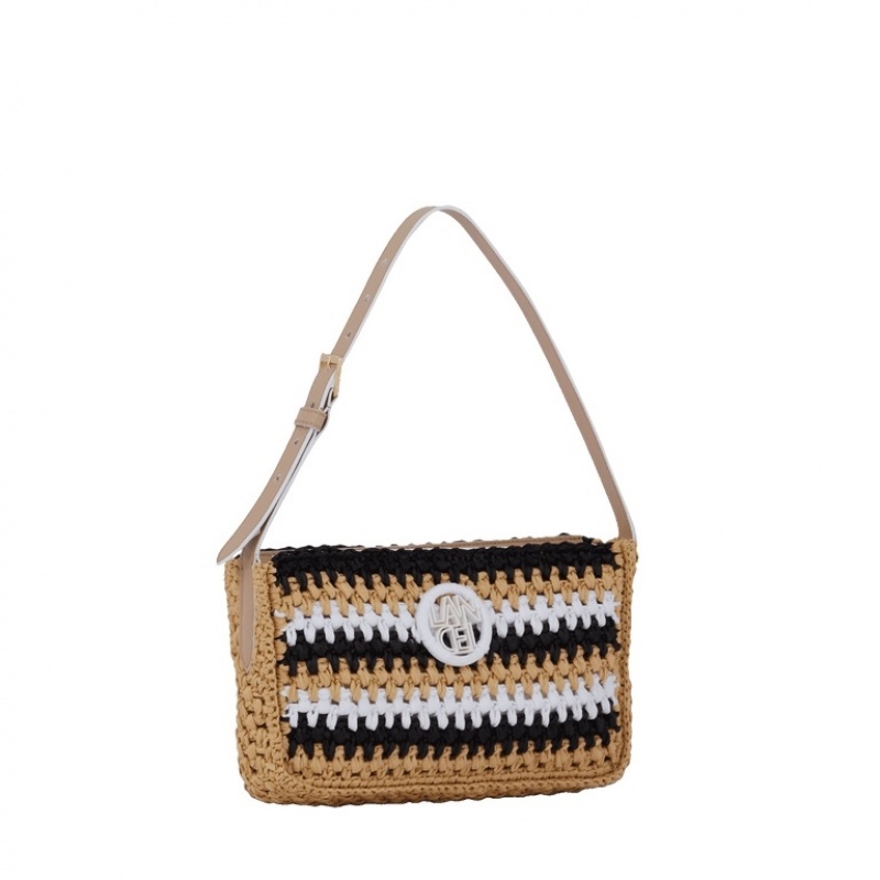 Bolsas De Mano Lancel Roxane Mini Baguette Mujer Marrones Negras Blancas | QDR2647CK