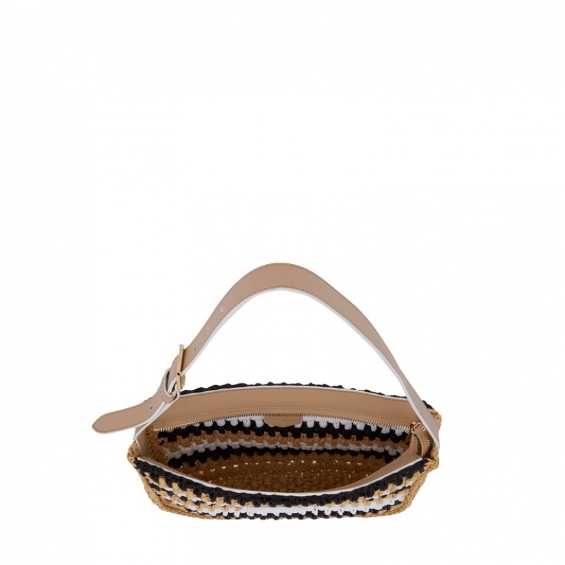 Bolsas De Mano Lancel Roxane Mini Baguette Mujer Marrones Negras Blancas | QDR2647CK