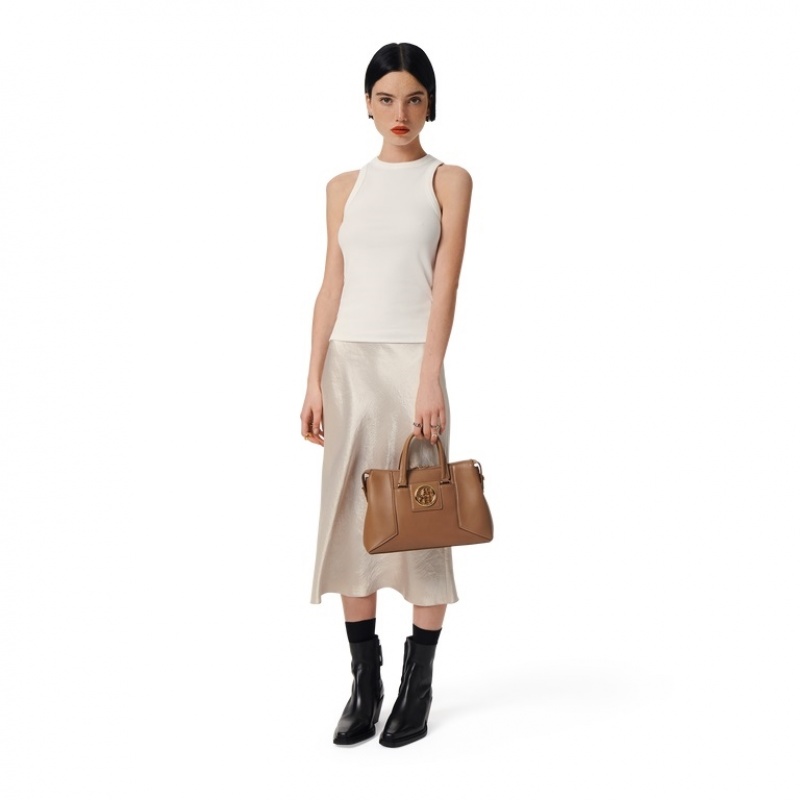 Bolsas De Mano Lancel Roxane S Zip Carryall Mujer Marrones Doradas | JGE8237EF