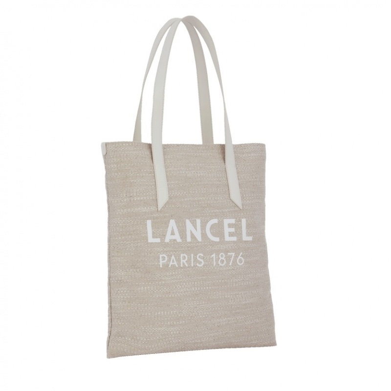 Bolso Tote Lancel Summer Vertical Planos Mujer Blancas Beige | YCD2758ZQ