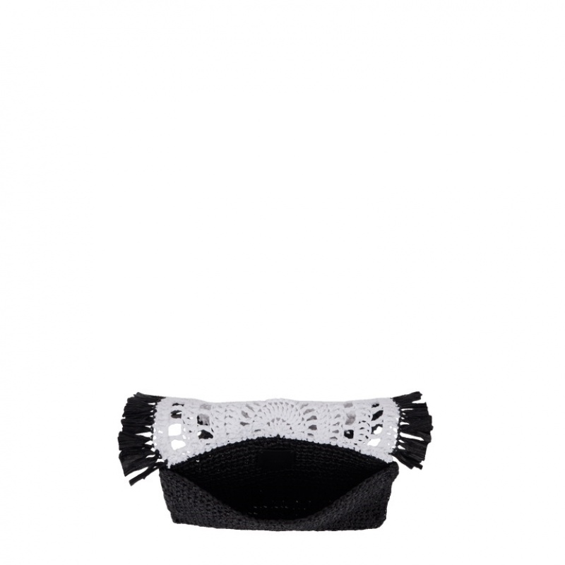 Bolsos De Mano Lancel Roxane Flap Mujer Negras Blancas | KMW4444PY