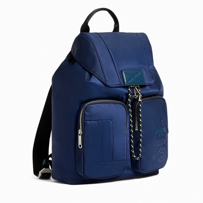 Mochila Lancel Leo Flap Hombre Azules Oscuro | OOI2892TL