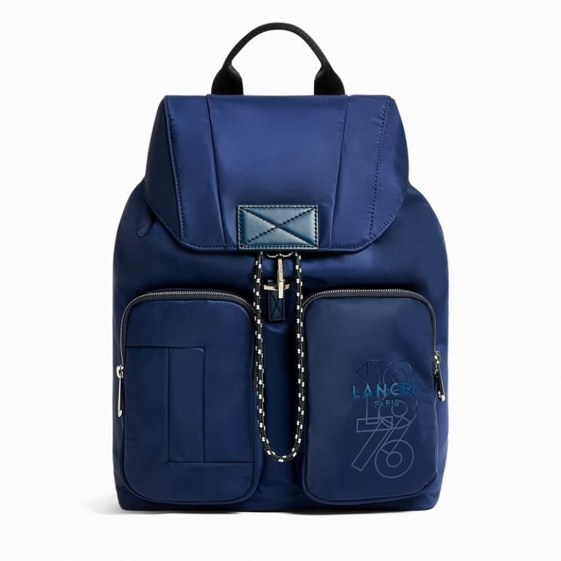 Mochila Lancel Leo Flap Hombre Azules Oscuro | OOI2892TL